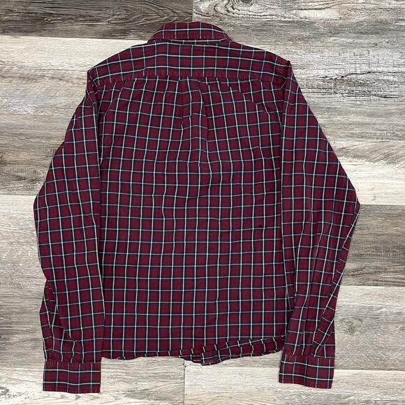 Abercrombie & Fitch Red Blue Plaid Mens XXL Americana Muscle Button Down Shirt - Picture 3 of 11